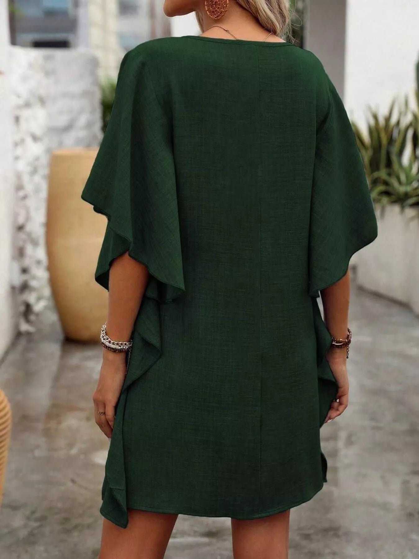 Ruffled Flutter Sleeve V-Neck Mini Dress - Image 15