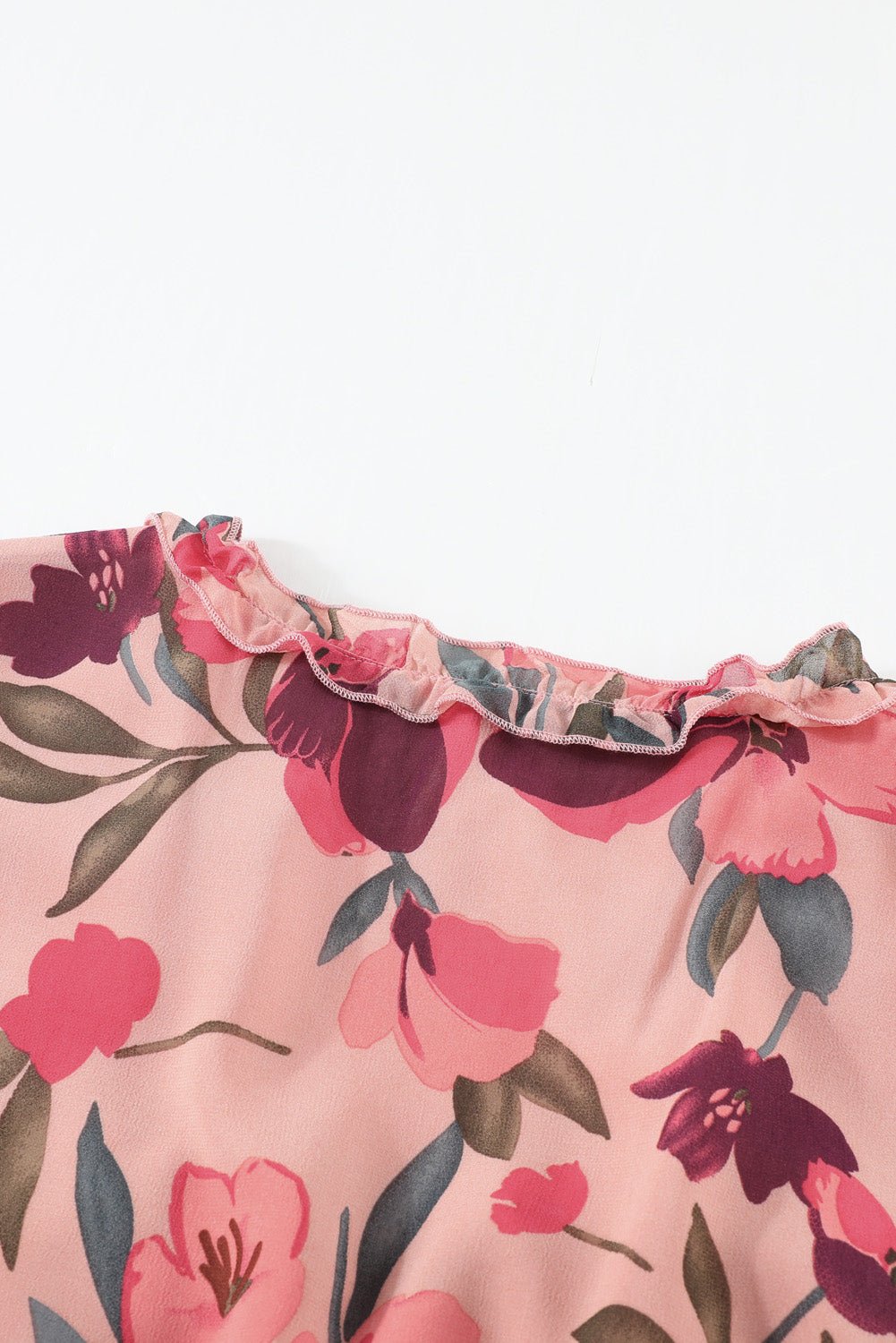 Floral Frill Trim Flounce Sleeve Plunge Maxi Dress - Image 10