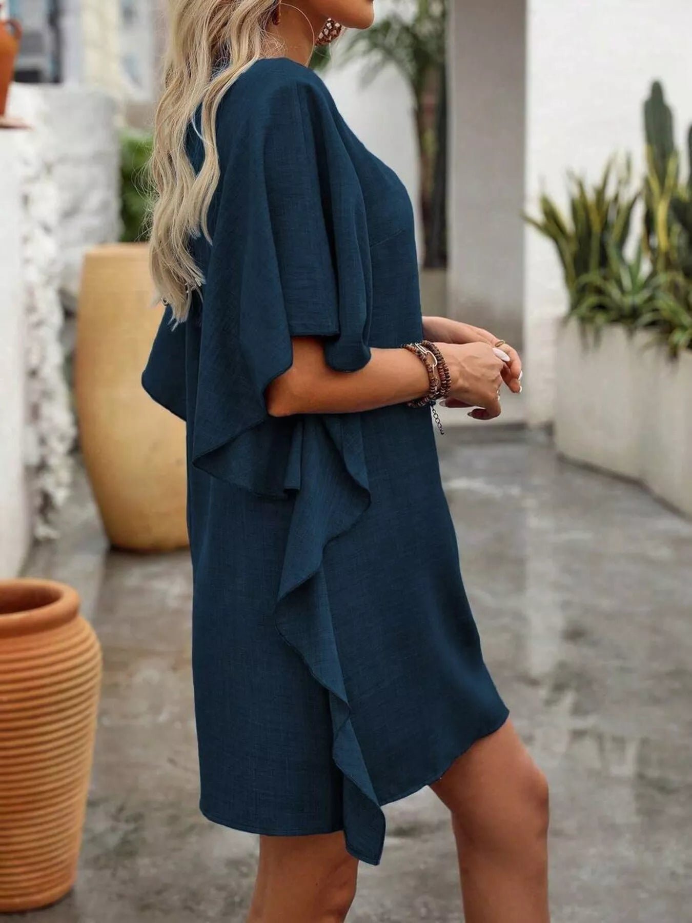 Ruffled Flutter Sleeve V-Neck Mini Dress - Image 18