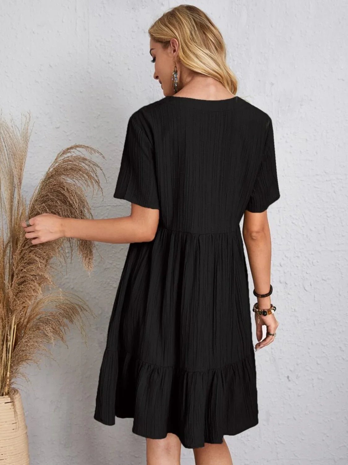 Short Sleeve Knee-Length Boho Dress Full Size Plus Size - Image 8